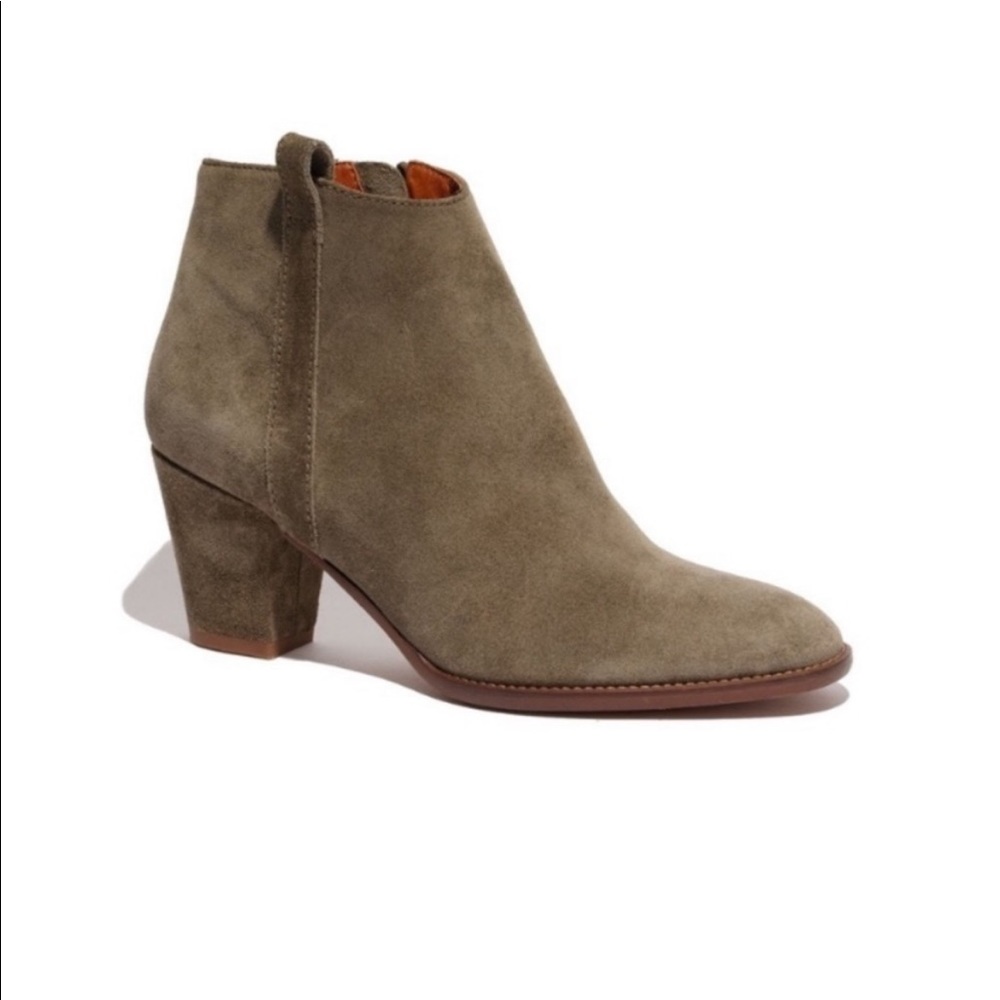 Madewell Billie Boot Green Suede Bootie Army Fatigue, Size 8.5